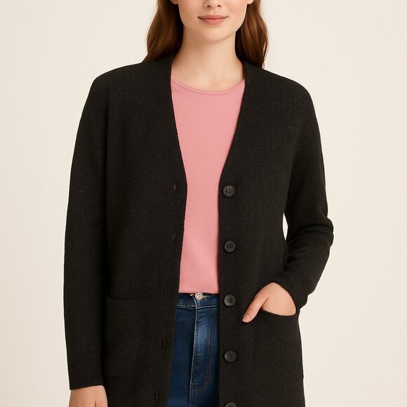 COS Women’s 100% Wool Speckled V-Neck Cardigan Sweater – Gray – Size XS - Picture 10 of 10